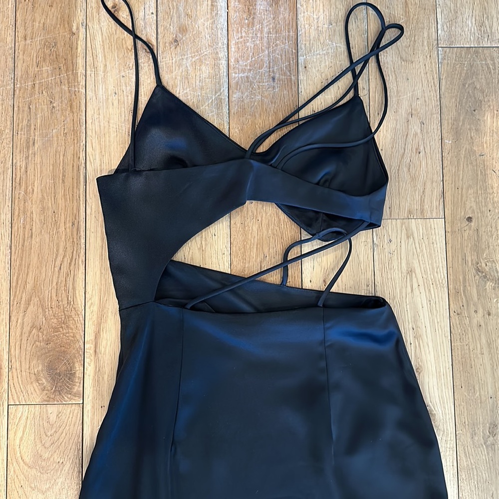 Zara Black Cutout Strappy Midi Dress - Picture 8 of 8